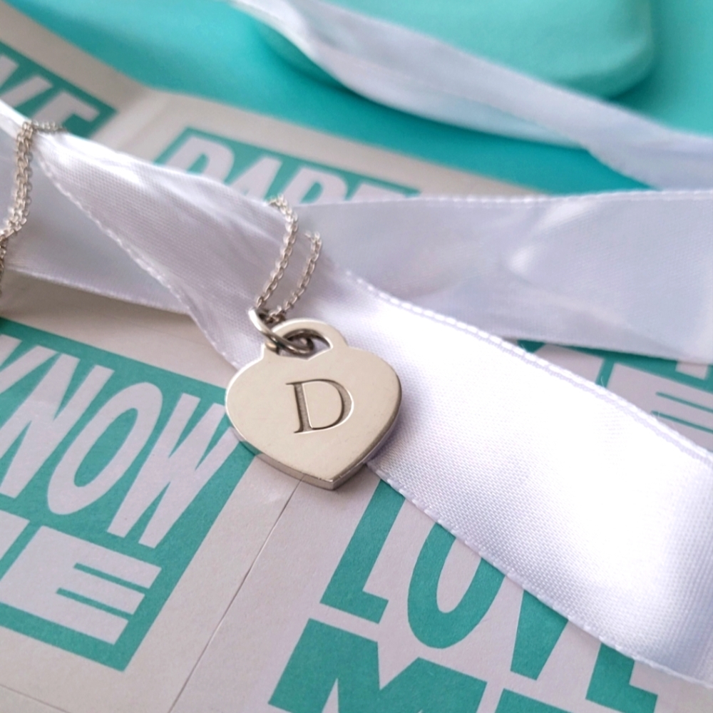 Tiffany&co heart initial letter "D" Necklace 16"